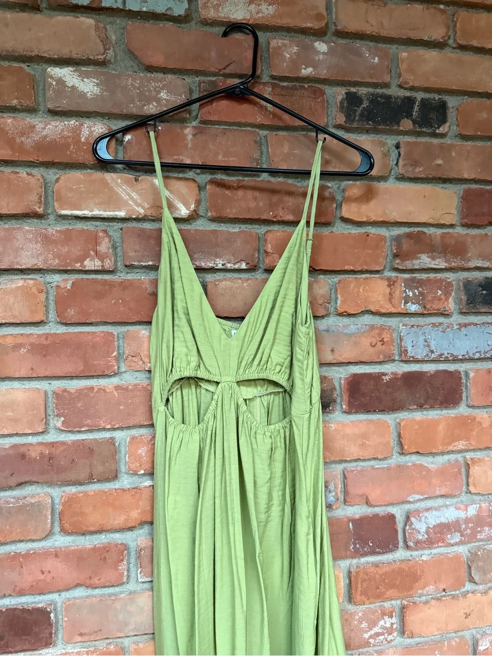 Abercrombie & Fitch Olive Cutout Spaghetti-Strap Maxi Dress